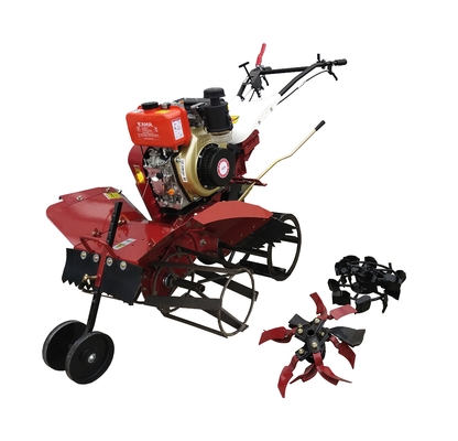 Mejorado 178F motor diésel con tracción a las cuatro ruedas Mini Power Tiller cultivador para la agricultura
