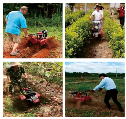 Mini Tiller ligero y pequeño para motores de gasolina/diésel con velocidad de trabajo de 4 km/h 145*62*85cm