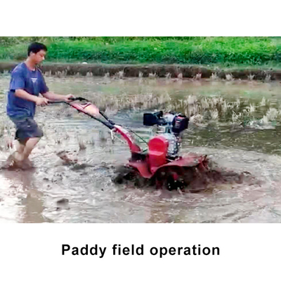 Tipo de potencia de gasolina 160*62*108cm con tracción en las cuatro ruedas Mini Tiller rotativo para la deshierba agrícola