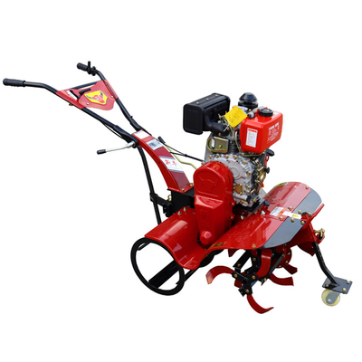 186F Motor diesel con tracción a las cuatro ruedas Mini Power Tiller Cultivator para la eficiencia de las granjas
