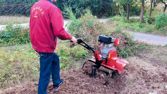 186F Motor diesel con tracción a las cuatro ruedas Mini Power Tiller Cultivator para la eficiencia de las granjas