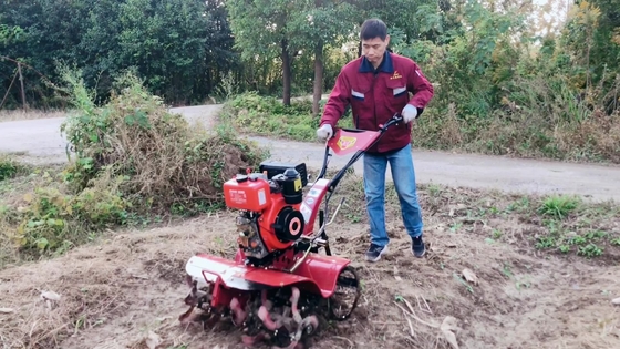 186F Motor diesel con tracción a las cuatro ruedas Mini Power Tiller Cultivator para la eficiencia de las granjas