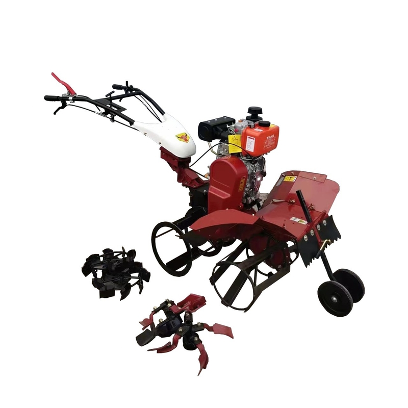 Mejorado 178F motor diésel con tracción a las cuatro ruedas Mini Power Tiller cultivador para la agricultura